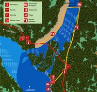 Plan of the cascades of Roski slap on Krka. Click to enlarge the image.