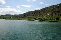 Krka all'approccio di Skradinski Buk. Clicca per ingrandire l'immagine.