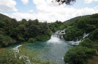 Vista da cascata de Skradinski Buk desde o mirante imperial. Clicar para ampliar a imagem.