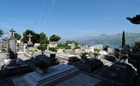 Le village de Cavtat en Croatie. Vue depuis le cimetière. Cliquer pour agrandir l'image.