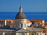 La ville close de Dubrovnik en Croatie. Quartier de la Cathédrale. Cathédrale de l'assomption. Cliquer pour agrandir l'image.