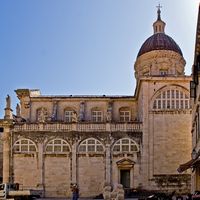 La ville close de Dubrovnik en Croatie. Quartier de la Cathédrale. Cathédrale de l'Assomption. Cliquer pour agrandir l'image.