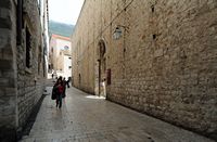 La ville close de Dubrovnik en Croatie. Quartier des Dominicains. Rue Saint Dominique. Cliquer pour agrandir l'image.