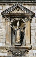 La ville close de Dubrovnik en Croatie. Statue de Saint Blaise. Cliquer pour agrandir l'image.
