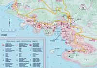 La ville de Hvar, île de Hvar en Croatie. Plan de la ville de Hvar. Cliquer pour agrandir l'image.