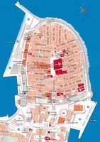 La ville de Korčula, île de Korčula en Croatie. Plan. Cliquer pour agrandir l'image.