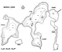 Plano dos lagos de Baćina. Clicar para ampliar a imagem.