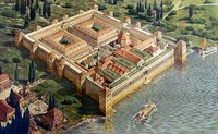 Reconstituição do Palácio de Diocleciano por Ernest Hébrard. Clicar para ampliar a imagem.