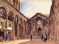 Het voorportaal van het Paleis van Diocletianus (aquarel van Rudolf von Alt, 1841). Klikken om het beeld te vergroten.