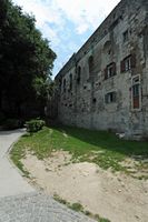 La ville de Split en Croatie. Le palais de Dioclétien. Le mur du nord du Palais de Dioclétien à Split. Cliquer pour agrandir l'image.