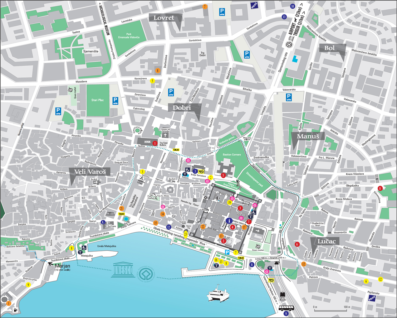 Split Old Town Map Interactive Map Of The Old City Of Split In Croatia