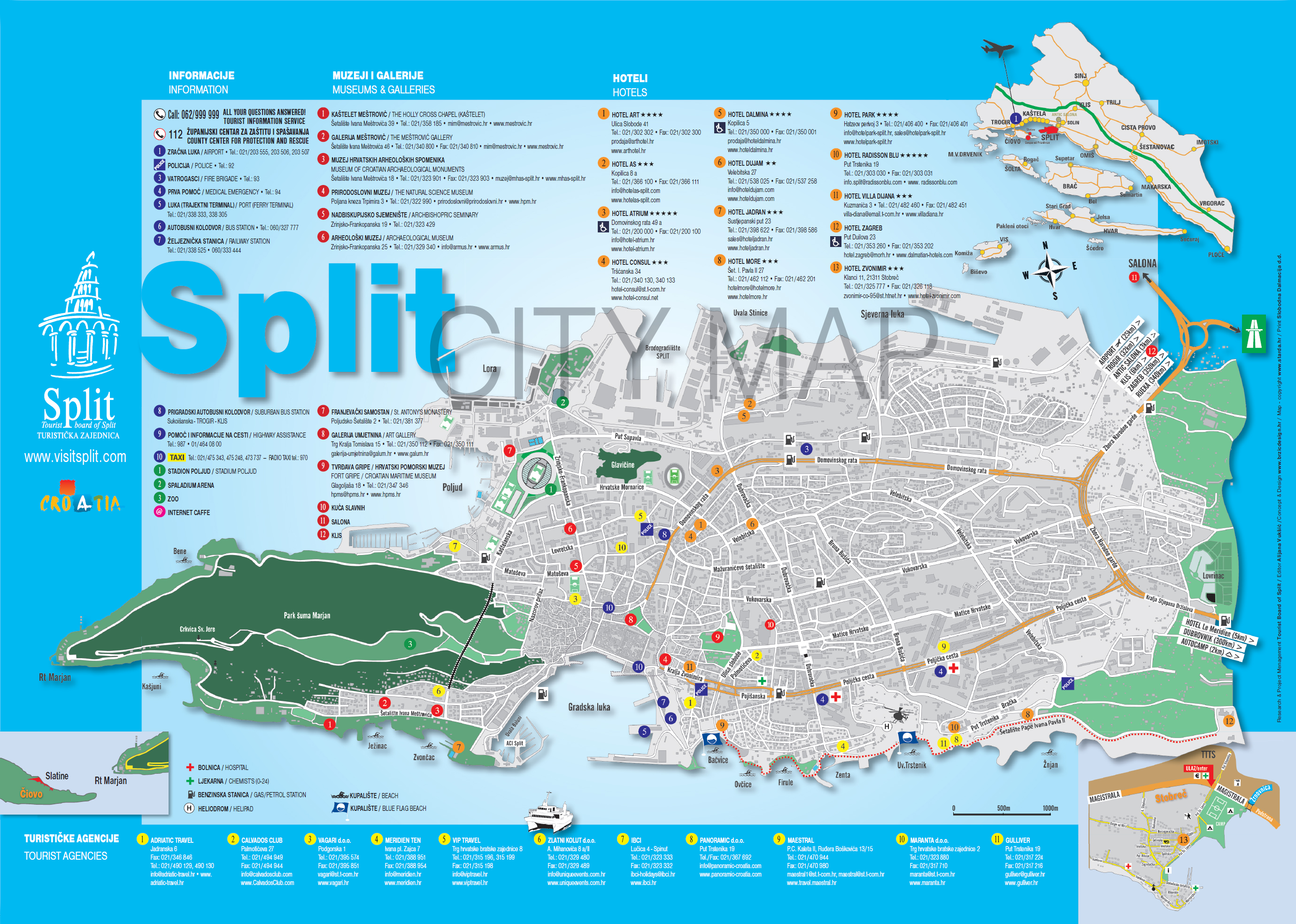 Carte Touristique Split Split Croatie Tourisme WLWPUF