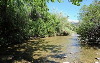 Géographie de l’île de Crète. Le fleuve Platys sous le pont de Manouras près d'Agios Ioannis. Cliquer pour agrandir l'image dans Adobe Stock (nouvel onglet).
