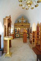 Le village de Patsianos en Crète. L'intérieur de l'église Saint-Charalampe à Frangokastello. Cliquer pour agrandir l'image dans Adobe Stock (nouvel onglet).