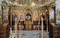 Le monastère d'Agia Triada en Crète. Iconostase de l'église. Cliquer pour agrandir l'image dans Adobe Stock (nouvel onglet).