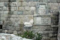 Neratzia Kos Castle - The shield of France on the south-east tower of the inner enclosure - Click to enlarge in Adobe Stock (new tab)