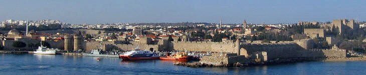 Panoramafoto van de haven van Rhodos