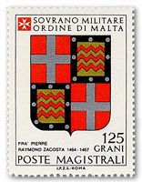 Ridders van Rhodos - Postzegel, wapens van Raimondo zacosta. Klikken om het beeld te vergroten.