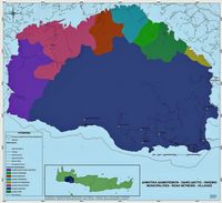 Les Montagnes Blanches en Crète. Les localités du Parc national. Cliquer pour agrandir l'image.
