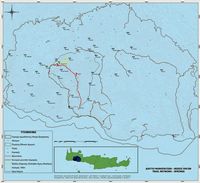 Les Montagnes Blanches en Crète. Les pistes du Parc national. Cliquer pour agrandir l'image.