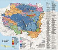 Le massif du Psiloritis en Crète. Carte géologique du Géoparc du Psiloritis (auteur Géoparc du Psiloritis). Cliquer pour agrandir l'image.