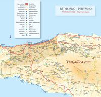 Le département de Réthymnon en Crète. Carte routière du département. Cliquer pour agrandir l'image.