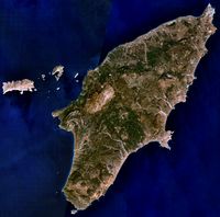 Satellitenphoto von Rhodos. Klicken, um das Bild zu vergrößern.