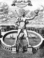 Coloso de Rodas, grabado del 17.o siglo. Haga clic para ampliar la imagen.
