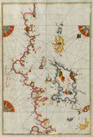 Connaissance de l'île de Corfou. Carte ottomane par l'amiral Piri Reis. Cliquer pour agrandir l'image.