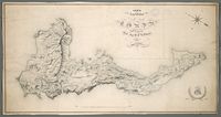 Connaissance de l'île de Corfou. Carte topographique de Corfou par Franco Rivelli en 1850. Cliquer pour agrandir l'image.