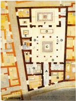 Le Quartier du Théâtre de Délos en Grèce. Plan de la Maison au Trident. Cliquer pour agrandir l'image.