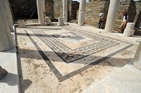 Le Quartier du Théâtre de Délos en Grèce. Mosaïque de la Maison au Dionysos. Cliquer pour agrandir l'image.
