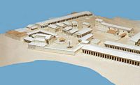 Le sanctuaire d'Apollon à Délos en Grèce. Maquette du sanctuaire (École Française d'Athènes, 1996). Cliquer pour agrandir l'image.