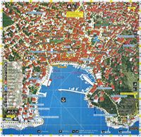 L’île d’Hydra dans le golfe Saronique. Plan de la ville d'Hydra. Cliquer pour agrandir l'image.