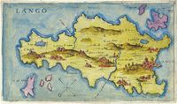 Carte de l'île de Cos par Giacomo Franco, 1597. Cliquer pour agrandir l'image.
