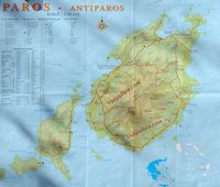 L'île de Paros en Grèce. Carte. Cliquer pour agrandir l'image.