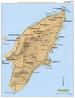 Carte routière de l'île de Rhodes. Cliquer pour agrandir l'image.