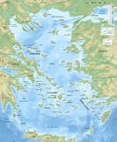 La mer Égée en Grèce. Carte de la mer Égée (auteur Éric Gaba). Cliquer pour agrandir l'image.