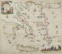 La mer Égée en Grèce. Carte de Johannes van Keulen en 1681. Cliquer pour agrandir l'image.