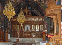 Die Kirche des Klosters Heilige-Honiggefäß in Rhodos. Klicken, um das Bild zu vergrößern.