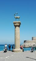 Elafos at the entrance to Mandraki harbor in Rhodes. Click to enlarge the image.