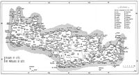 L'île de Crète à l'époque minoenne. Carte des localités (Paul Faure, 1965). Cliquer pour agrandir l'image.
