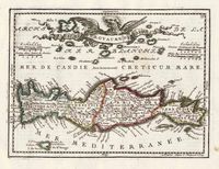 L’île de Crète à l'époque ottomane. Carte ancienne de la Crète par Jacques Chiquet en 1719. Cliquer pour agrandir l'image.