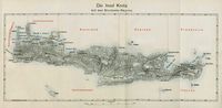 L’île de Crète à l'époque ottomane. Zones d'interposition des puissances européennes en 1897. Cliquer pour agrandir l'image.