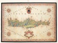 L’île de Crète à l'époque vénitienne. Carte ancienne de la Crète par Francesco Basilicata en 1618. Cliquer pour agrandir l'image.