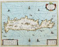 L’île de Crète à l'époque vénitienne. Carte de la Crète vers 1640 par Jan Jansson. Cliquer pour agrandir l'image.