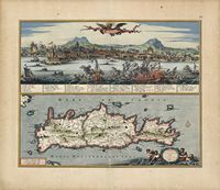 L’île de Crète à l'époque vénitienne. Carte de la Crète (auteur Nicolaes Jansz Visscher, 1668). Cliquer pour agrandir l'image.