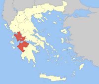 La région de la Grèce occidentale. Situation de la région (auteur Pitichinaccio). Cliquer pour agrandir l'image.