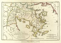 La région du Péloponnèse. Carte de l'Argolide en 1795 par l'abbé Barthélemy. Cliquer pour agrandir l'image.