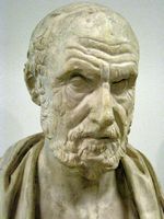 Buste van Hippocrates aan het Museum Pouchkine. Klikken om het beeld te vergroten.